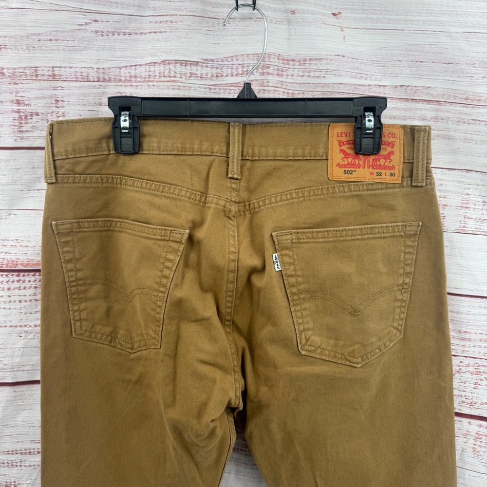 Levis 502 Regular Taper Jeans Mens 32x30 Brown Cotton Stretch Chino Pants - Picture 7 of 11